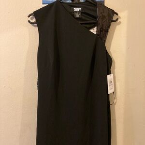 DKNY Black Asymmetrical Dress with Sequin Accent